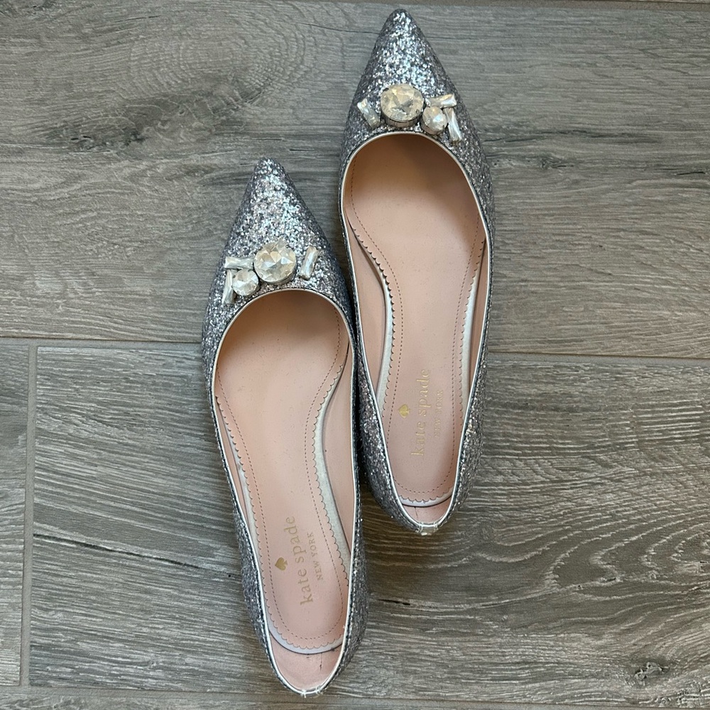 Kate Spade Silver Glitter Flats